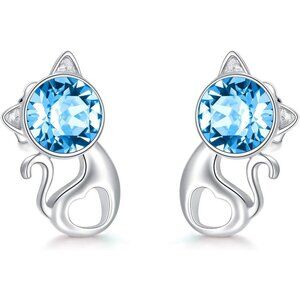 925 Sterling Silver Cute Animal Stud Earrings with Austrian Crystals for Girls